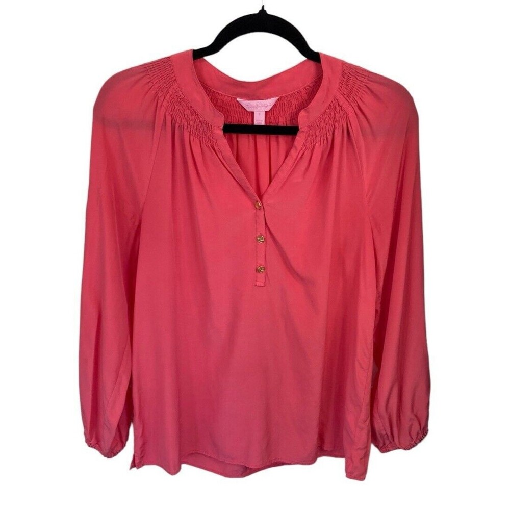Lilly Pulitzer Pink Elsa Silk Blouse Size Small Barbie Core